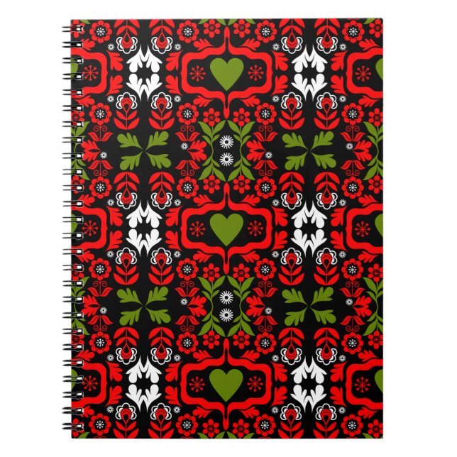 Carnet Art folklorique de fleurs abstraites boho (Devant)