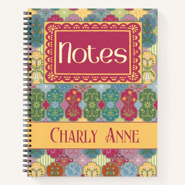 Carnet Art folklorique de patchwork de billets floraux dé (Devant)