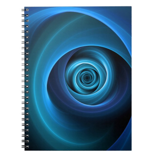 Carnet Art fractal abstrait moderne aux couleurs bleues e (Devant)