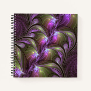 Carnet Art fractal abstrait violet pourpre kaki coloré