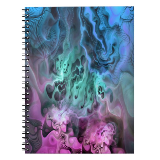 Carnet Art fractal Apophysis II - rose vert bleu (Devant)
