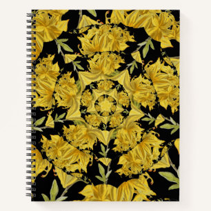 Carnet Art fractal azaléen jaune et noir