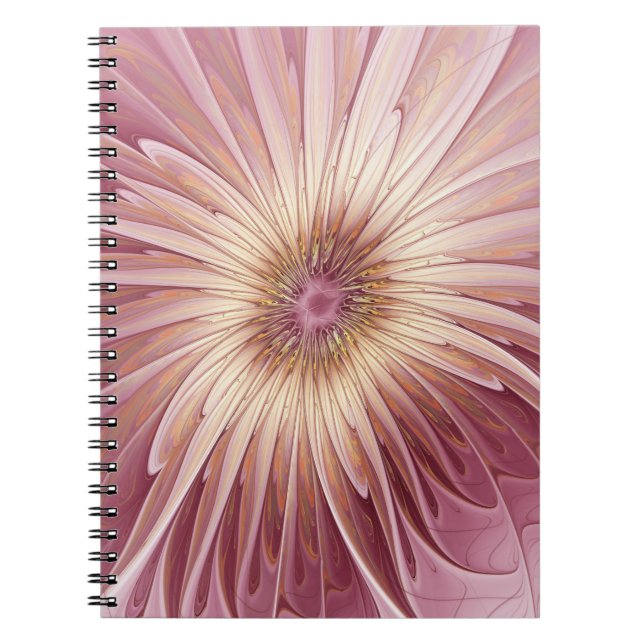 Carnet Art fractal de fleurs abstraites et nuances de bor (Devant)
