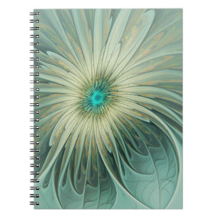 Carnet Art fractal de fleurs de fantaisie vert sauge abst