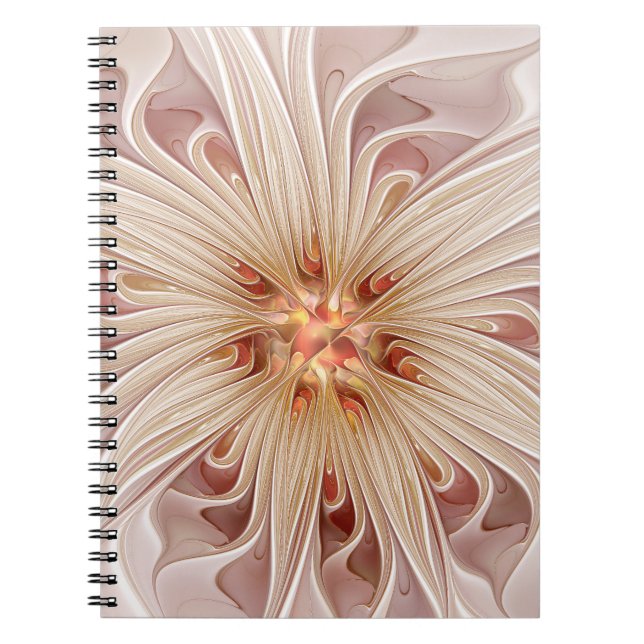 Carnet Art fractal de fleurs pastel moderne abstrait pêch (Devant)