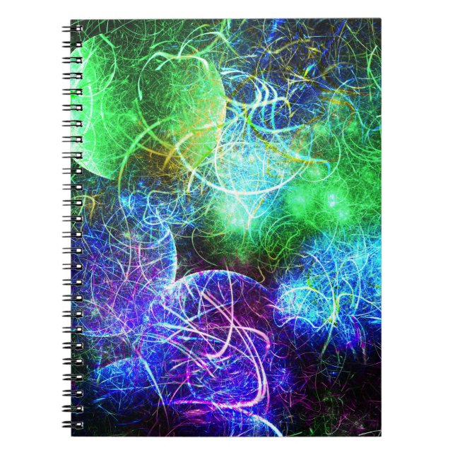Carnet Art fractal énergétique néon électrique (Devant)