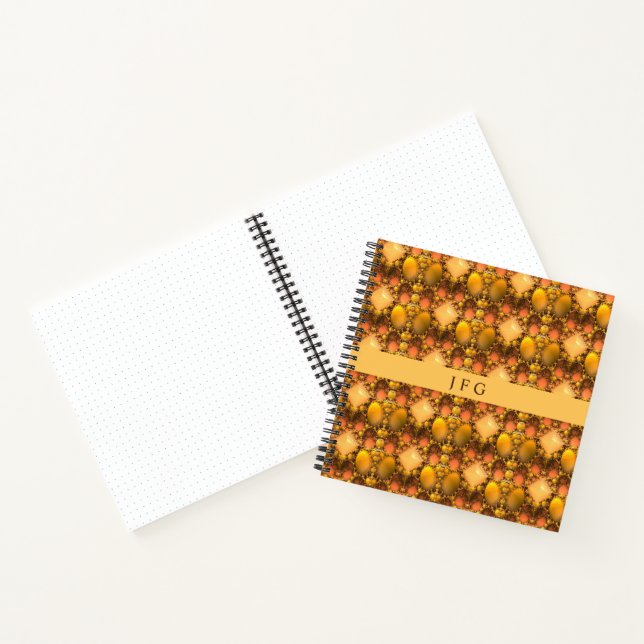 Carnet Art fractal jaune en nid d'abeille Monogramme  (Intérieur)