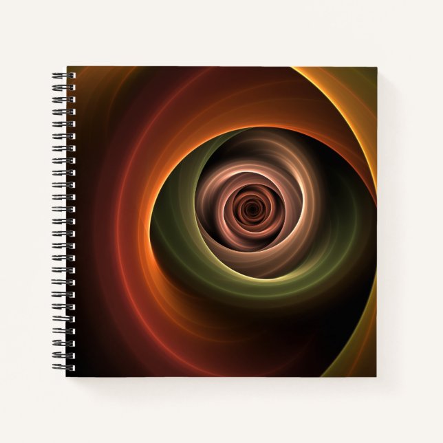 Carnet Art fractal moderne abstrait en spirale 3D couleur (Devant)