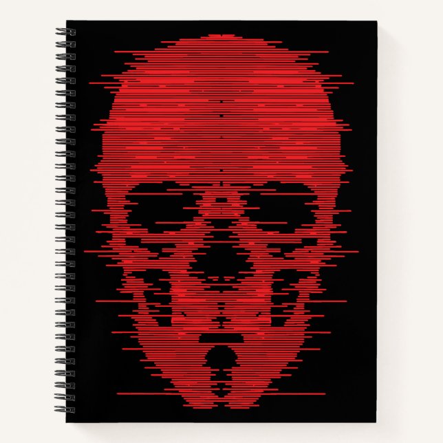 Carnet Art Glitch Crâne Rouge (Devant)