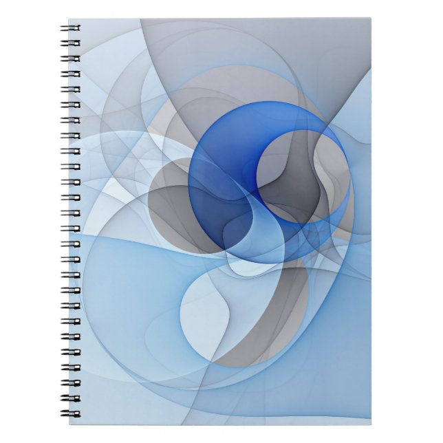 Carnet Art graphique fractal abstrait bleu gris moderne (Devant)