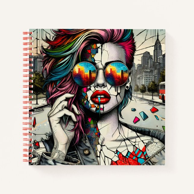 Carnet Art Grunge | Femme Abstraite Fracturée (Devant)