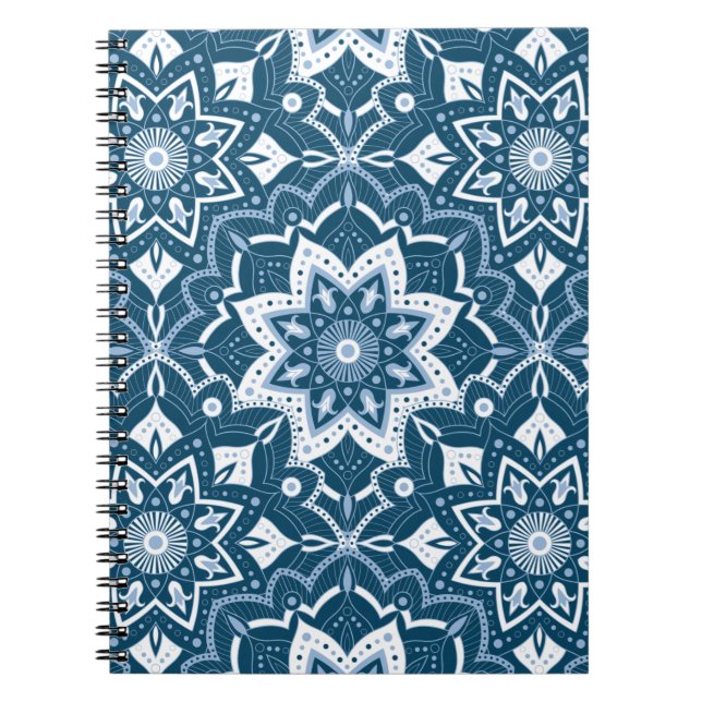 Carnet Art Islamique sans couture Bleu coloré (Devant)