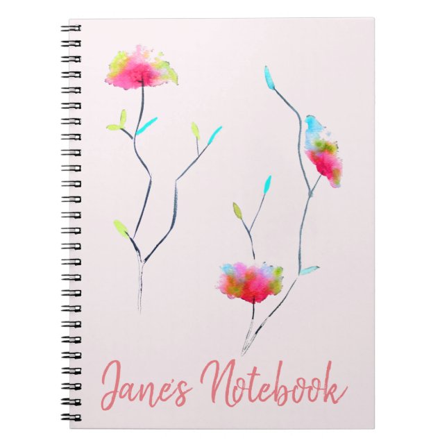 Carnet Art japonais moderne simple à fleurs roses (Devant)