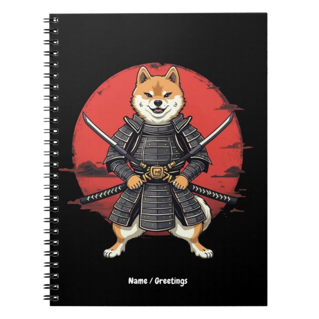 Carnet Art japonais Shiba Inu Samurai Design graphique (Devant)