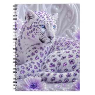 Carnet Art majestueux royal violet léopard orné de bijoux