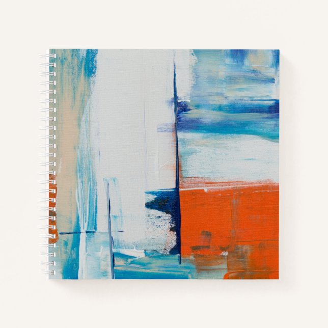 Carnet Art Moderne Abstrait Bleu et Orange (Devant)