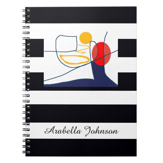 Carnet Art Moderne Abstrait Nom Personnalisé Classique Ch (Devant)