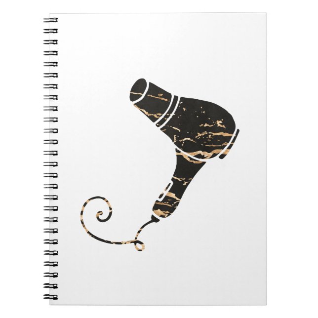 Carnet Art moderne de sèche-cheveux de noir et d'or (Devant)