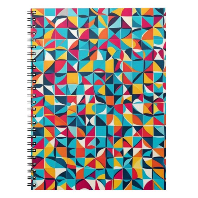 Carnet Art Motif géométrique rétro coloré (Devant)