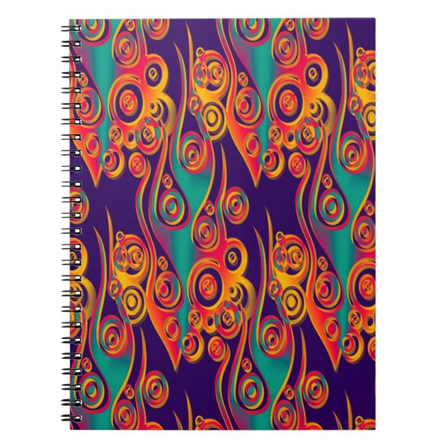 Carnet Art Motif tatouage - flammes & cercles (Devant)