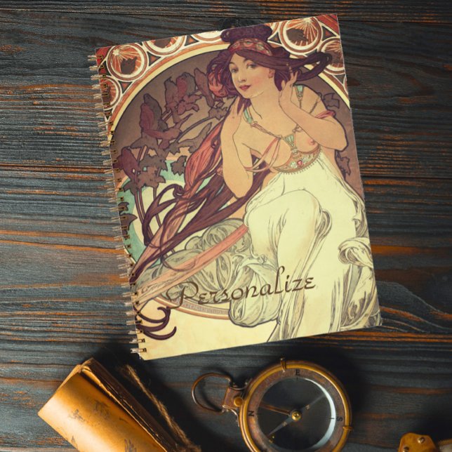 Carnet Art nouveau Alphonse Mucha élégante femme vintage (Créateur téléchargé)