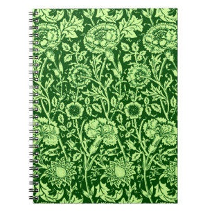 Carnet Art Nouveau Carnation Damask, Forest Green