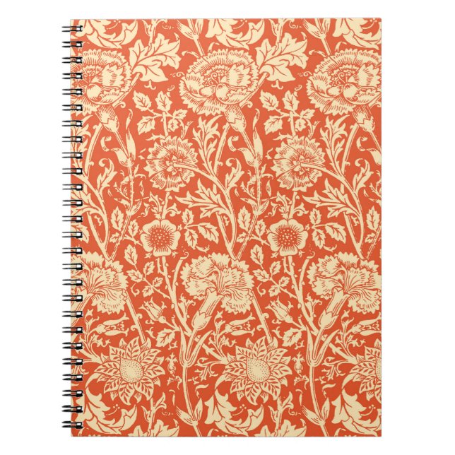 Carnet Art Nouveau Carnation Damask, Mandarin Orange (Devant)