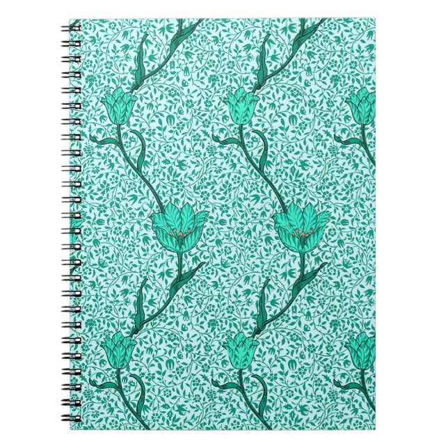 Carnet Art Nouveau Damas de Tulipe, Turquoise (Devant)