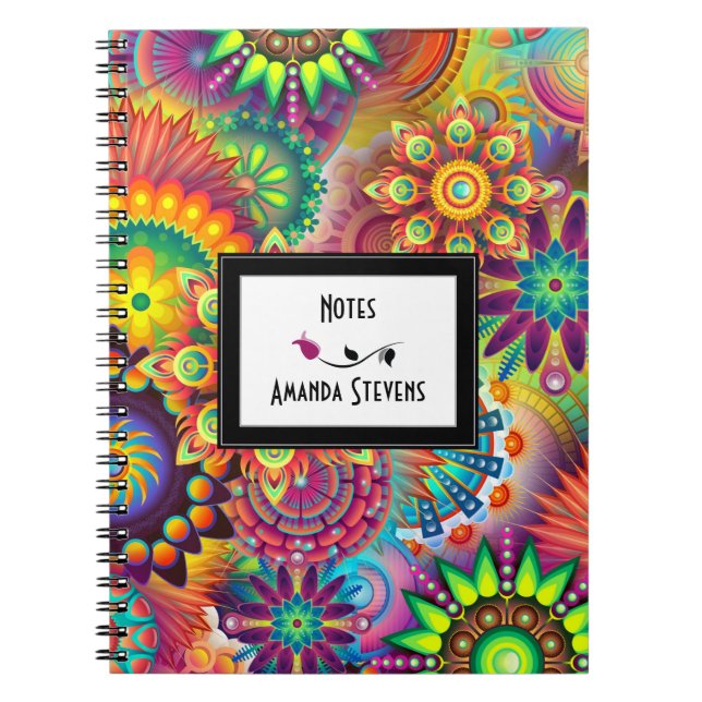Carnet Art Nouveau Fleur Et Roues Notes Abstraites (Devant)