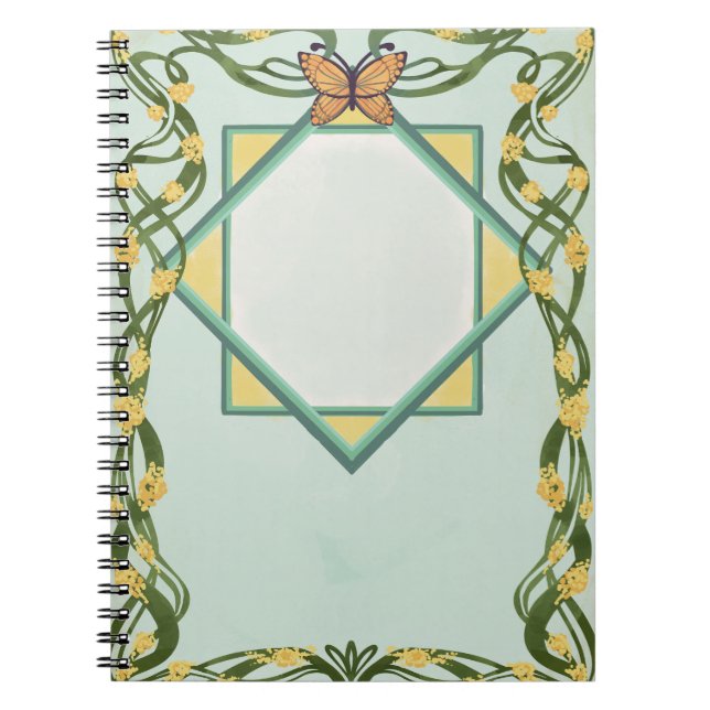 Carnet Art Nouveau Golden Mimosa Spiral Notebook (Devant)