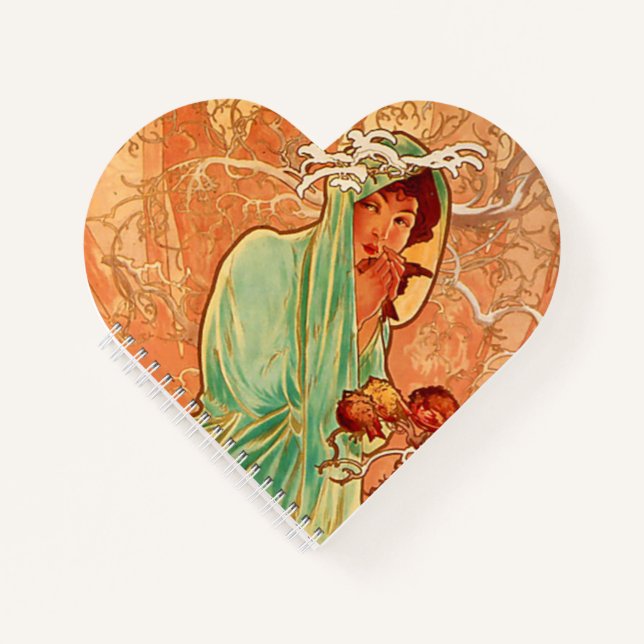 Carnet Art Nouveau Hiver d'Alphonse Mucha (Devant)