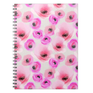 Carnet Art numérique d'aquarelle rose Fleurs
