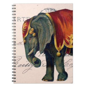Carnet Art numérique de carte postale Eléphant vintage