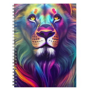 Carnet Art numérique moderne multicolore Lion majestueux