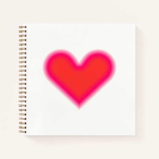 Carnet Art Optique Cœur Rouge Rose (Devant)