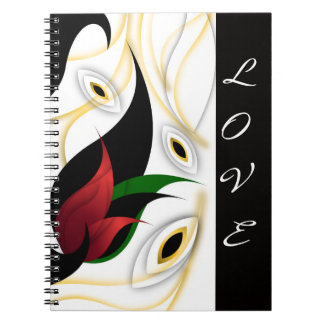 Carnet Art ornemental abstrait noir, or, rouge et vert