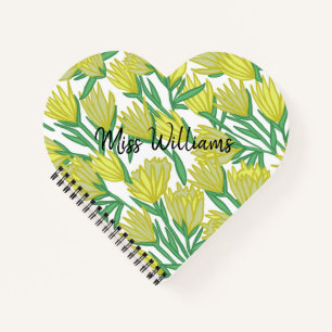 Carnet Art Personnalisé Jaune Original Design Floral