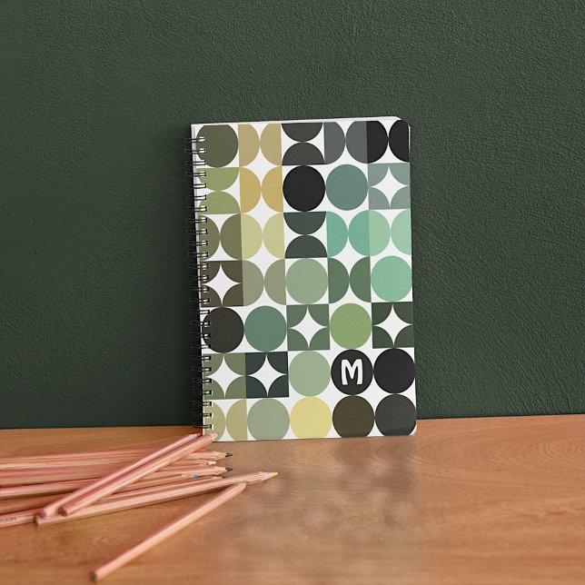 Carnet Art personnalisé vert noir marron rétro (Créateur téléchargé)