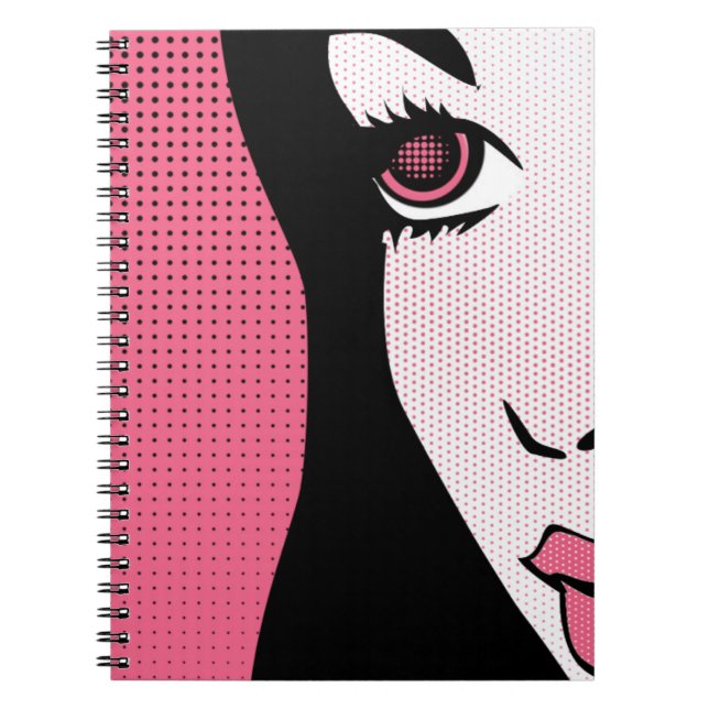 Carnet Art Pop Moderne de Bande Dessinée du Visage de Fem (Devant)