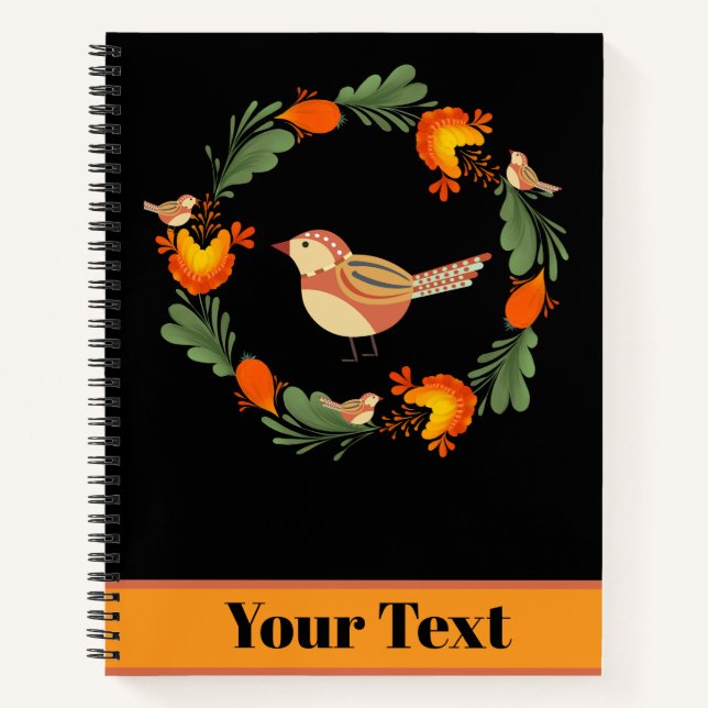 Carnet Art populaire d'oiseau d'automne (Devant)