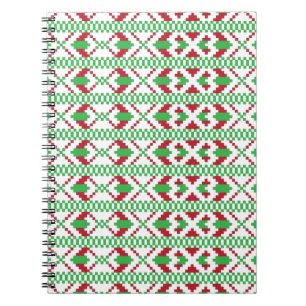 Carnet Art populaire ethnique letton vert et rouge tribal
