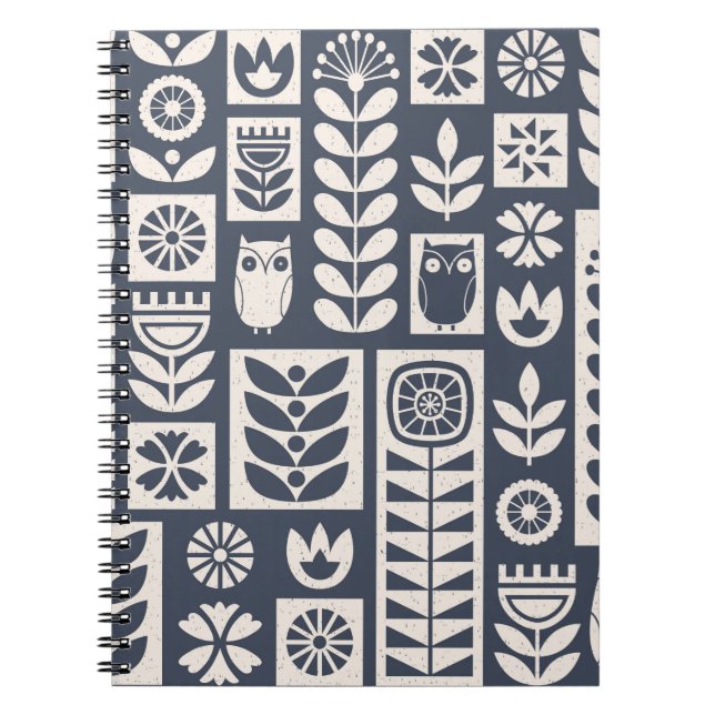 Carnet Art populaire scandinave sans couture motif vintag (Devant)