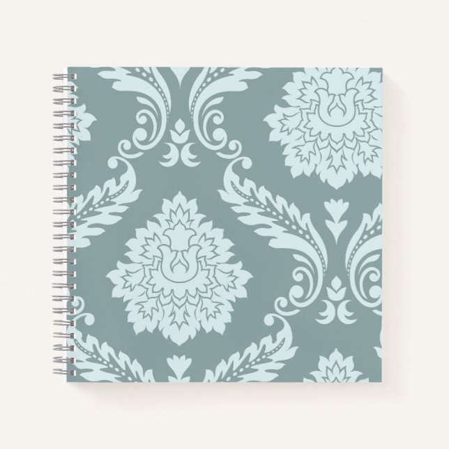 Carnet Art Rococo Damassé I Bleu de Canard Œuf+Turquoise (Devant)
