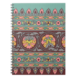 Carnet Art traditionnel Mughal frontière, motif, fleur, g