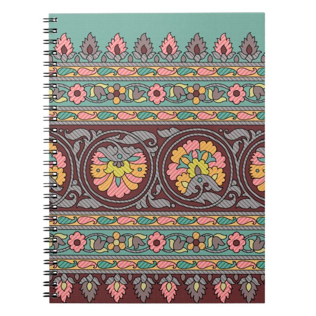 Carnet Art traditionnel Mughal frontière, motif, fleur, g (Devant)