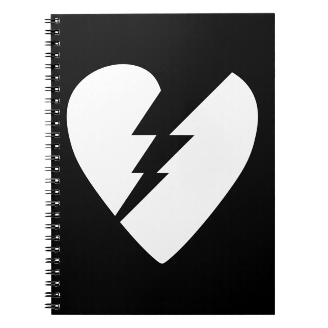 Carnet Art vectoriel du coeur brisé noir et blanc (Devant)