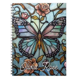 Carnet Art vintage papillon bleu en verre coloré