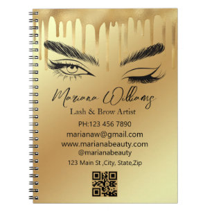 Carnet artiste de cils et sourcils code qr or petite entr