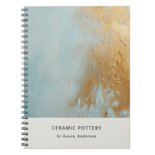 Carnet Artistique classique Aqua Blue Gold Paint Texture