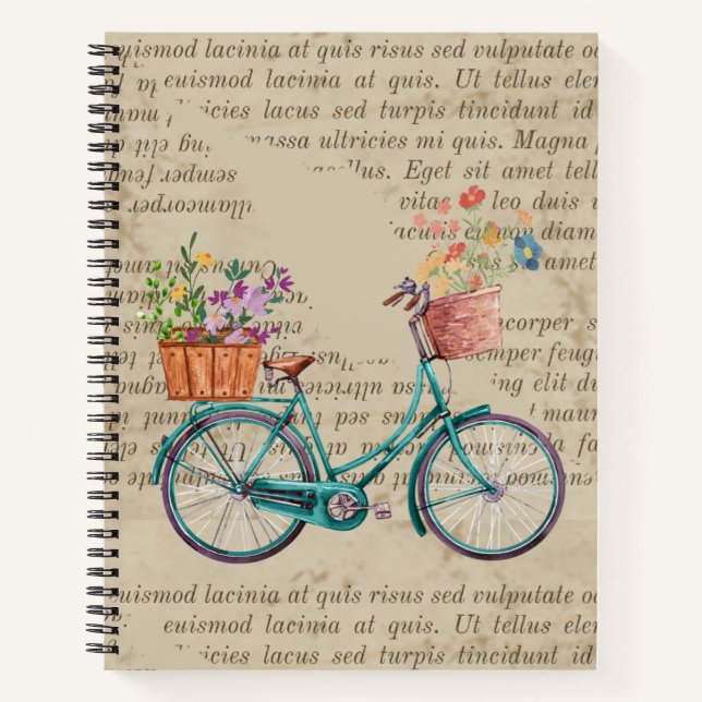 Carnet artwork papier Brown Texte du script de vélo rétro (Devant)